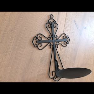 Cross Candle Black Wall Sconce